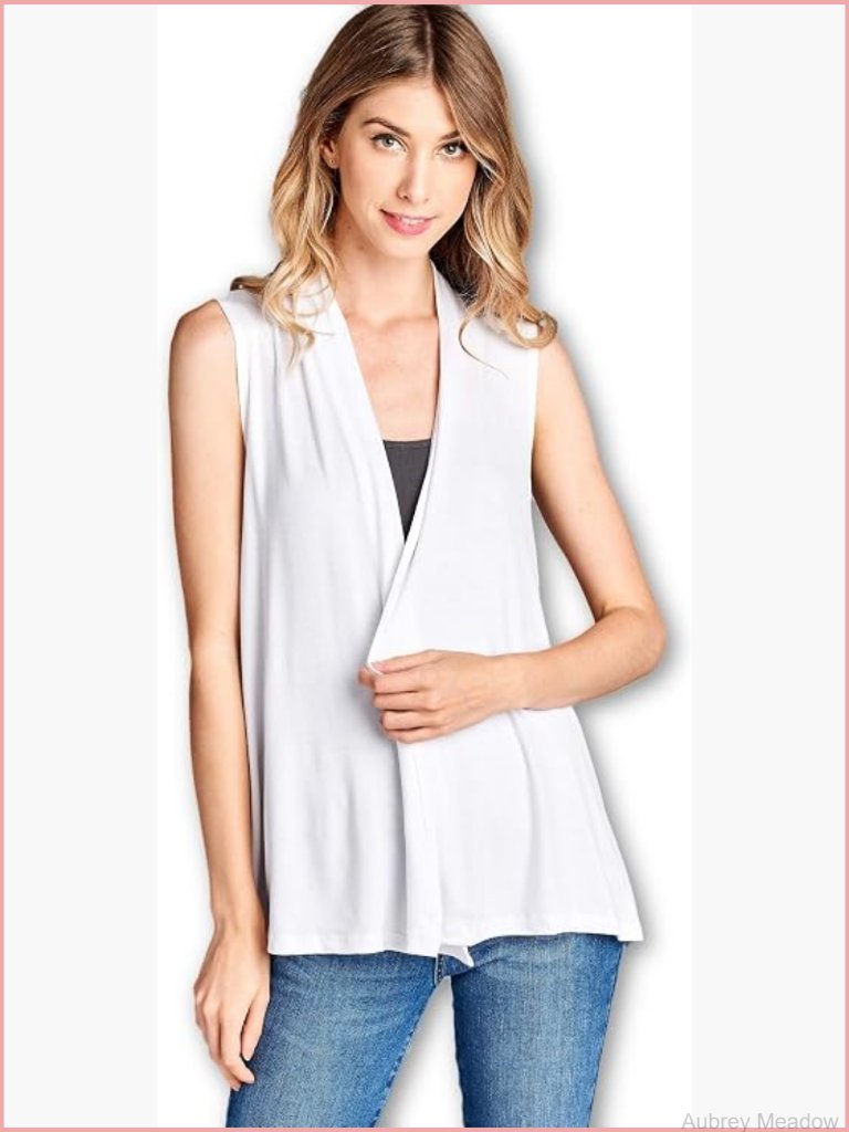 Sleeveless Open Front Bamboo Viscose Cardigan Vest Soft Casual Layering
